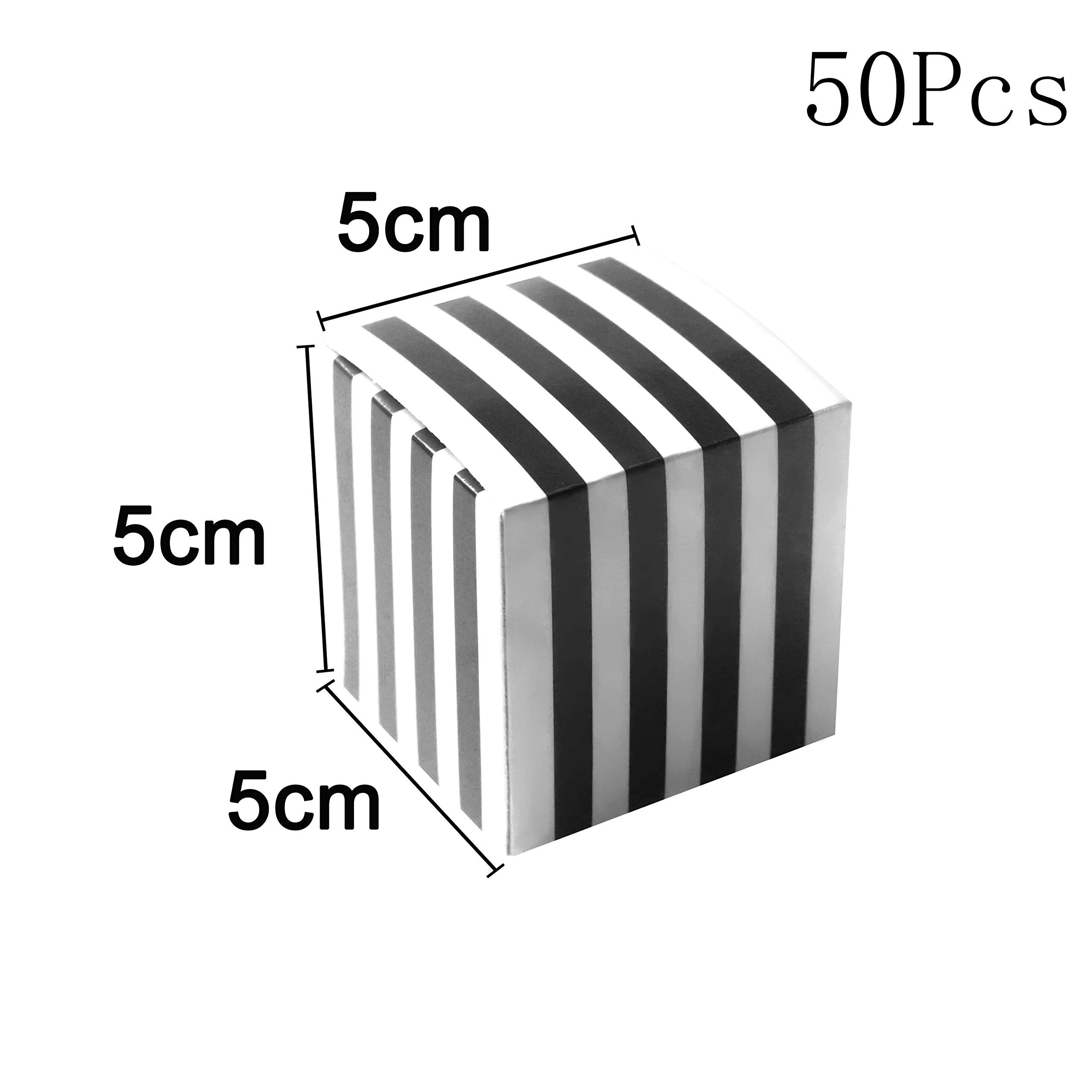 AKIO CRAFT Small Cube Candy Boxes Bulk Black and White Strips Party Favors Gift Boxes Baby Shower Thank You Treat Boxes Graduation Party Boxes Supplies  5x5x5cm  50pc